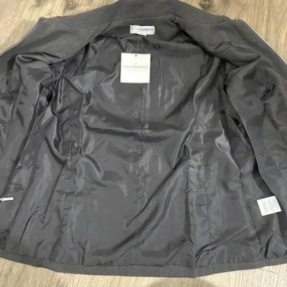 NWT Sag Harbor Women’s Gray Jacket /Blazer Size 10 Stretch - Picture 9 of 10